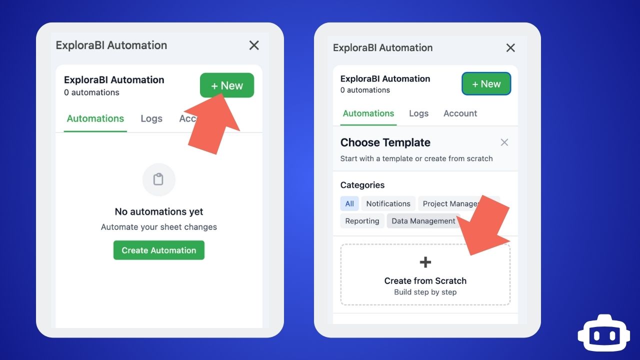 Screenshot of the template selection screen with "Create from Scratch" option highlighted